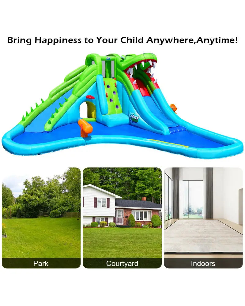 Inflatable Crocodile Water Slide Climbing Wall Bounce House - Inflatable Water Slides