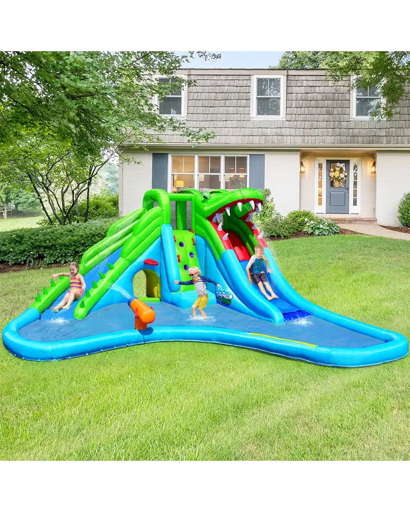 Inflatable Crocodile Water Slide Climbing Wall Bounce House - Inflatable Water Slides