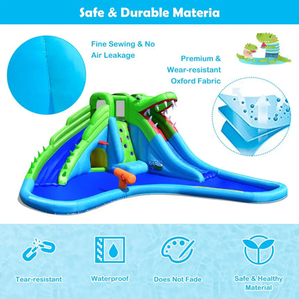 Inflatable Crocodile Water Slide Climbing Wall Bounce House - Inflatable Water Slides
