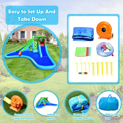 Inflatable Crocodile Water Slide Climbing Wall Bounce House - Inflatable Water Slides