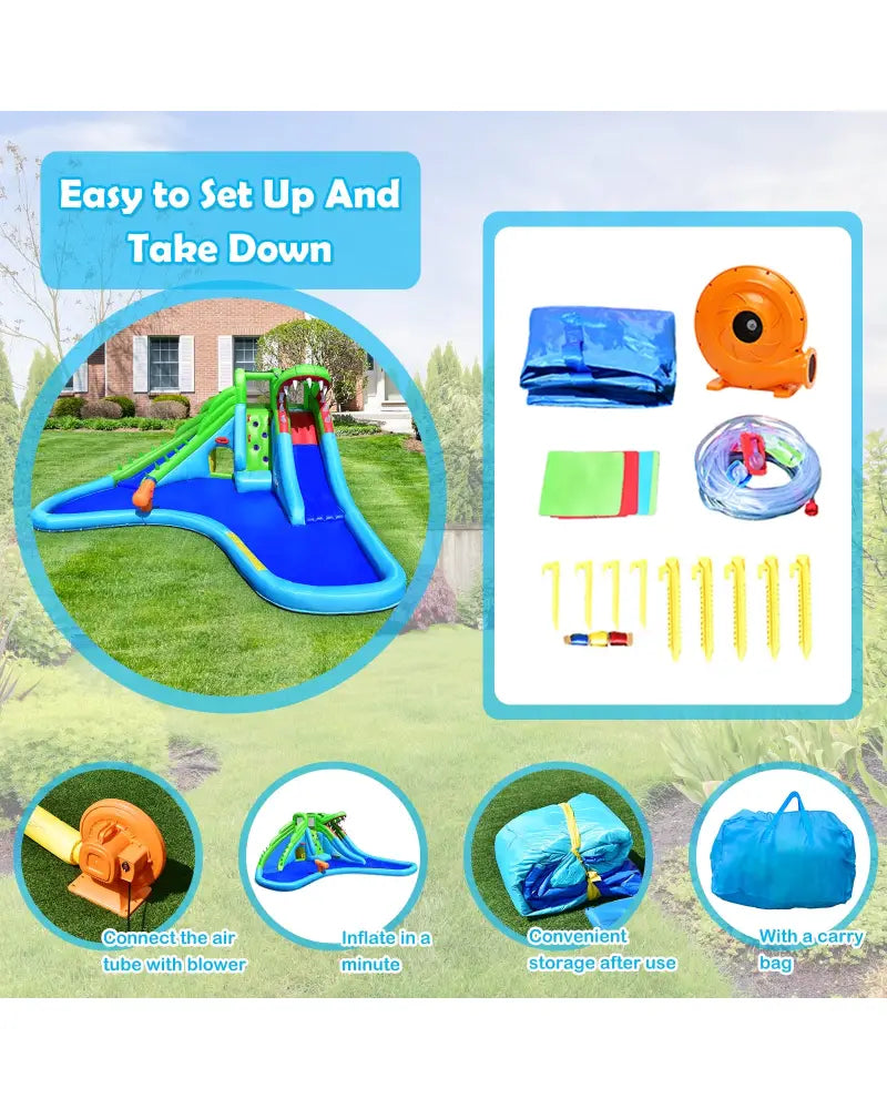 Inflatable Crocodile Water Slide Climbing Wall Bounce House - Inflatable Water Slides