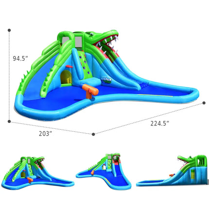 Inflatable Crocodile Water Slide Climbing Wall Bounce House - Inflatable Water Slides