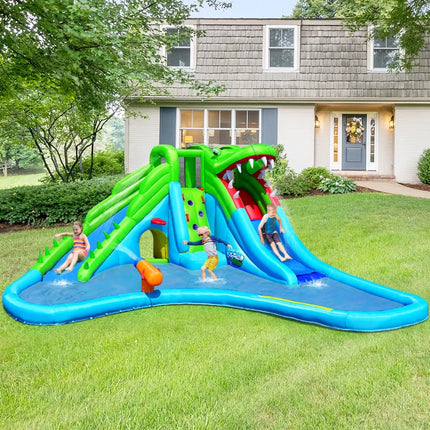 Inflatable Crocodile Water Slide Climbing Wall Bounce House - Inflatable Water Slides