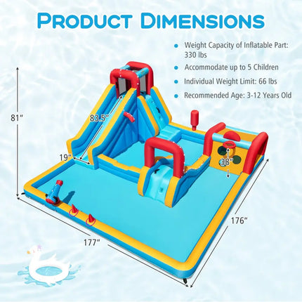 Inflatable Double Water Slide Park 9-in-1 Giant Bounce House 680W Blower Included - Inflatable Water Slides