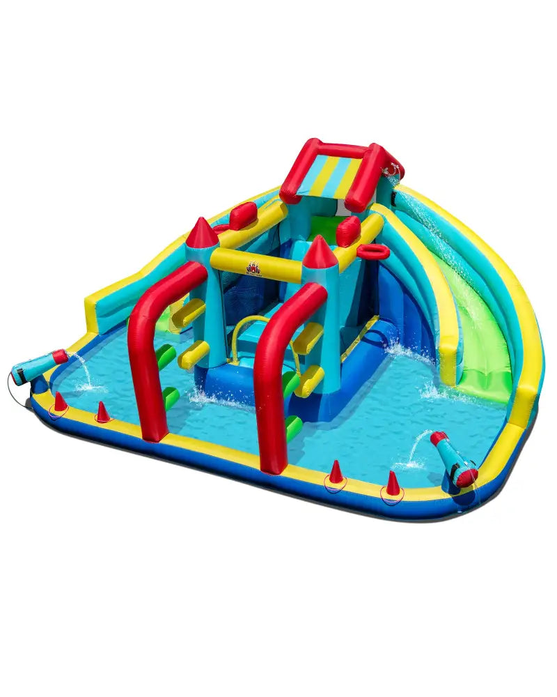 Inflatable Double Water Slide Park with Obstacle Course without 680W-750W Blower - Inflatable Water Slides