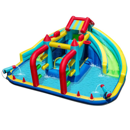 Inflatable Double Water Slide Park with Obstacle Course without 680W-750W Blower - Inflatable Water Slides