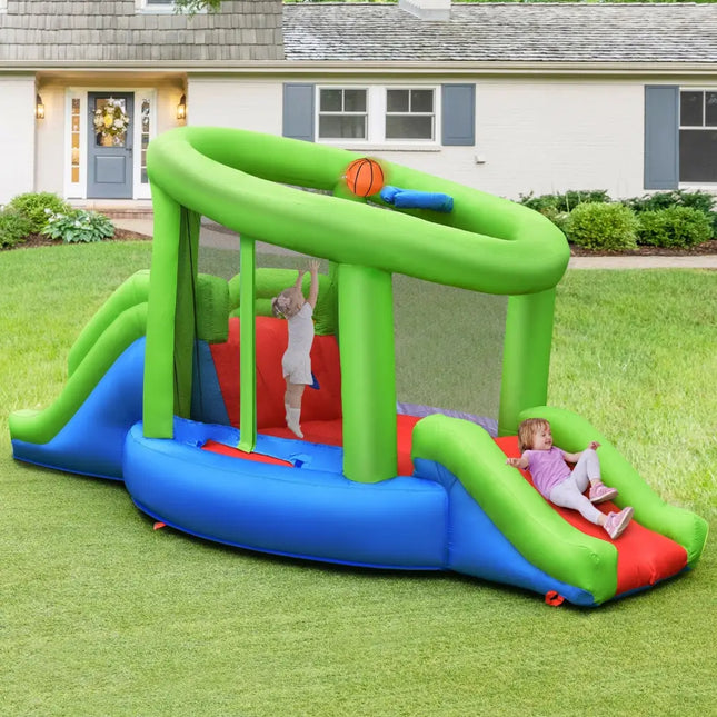 Inflatable Dual Slide Basketball Game Bounce House Without Blower - Bounce House