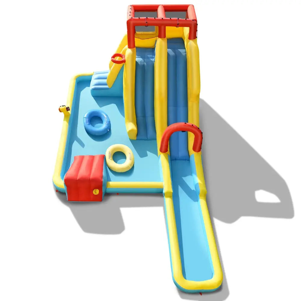 Inflatable Dual Slide Water Park Climbing Bouncer with 735W Air Blower - Inflatable Water Slides