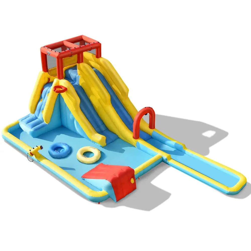 Inflatable Dual Slide Water Park Climbing Bouncer with 735W Air Blower - Inflatable Water Slides