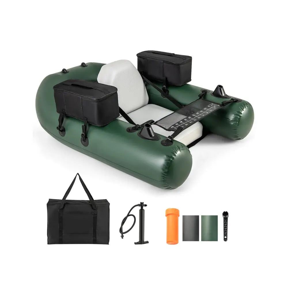 Inflatable Fishing Float Tube for Angling with Fish Ruler and Angling Base - Camouflage - Water Sports