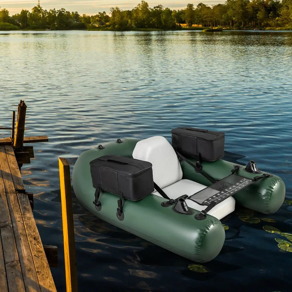 Inflatable Fishing Float Tube for Angling with Fish Ruler and Angling Base - Camouflage - Water Sports
