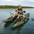 Inflatable Fishing Float Tube with Foldable Padded Seat and Adjustable Footrest-Green - Green - Water Sports