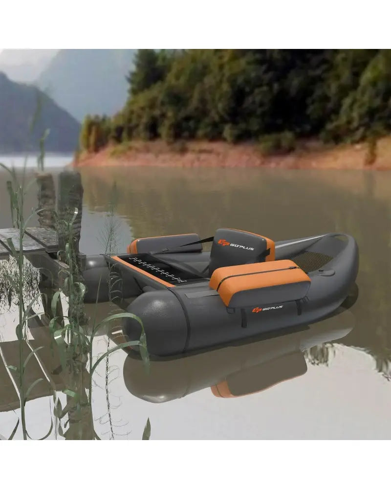 Inflatable Fishing Float Tube with Pump Storage Pockets and Fish Ruler-Gray - Gray - Surfing