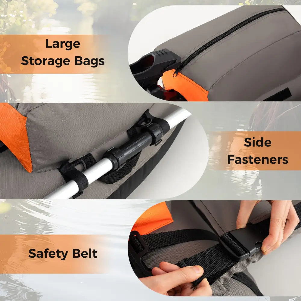 Inflatable Fishing Float Tube with Shoulder Straps and Storage for Angling-Orange - Orange - Water Sports