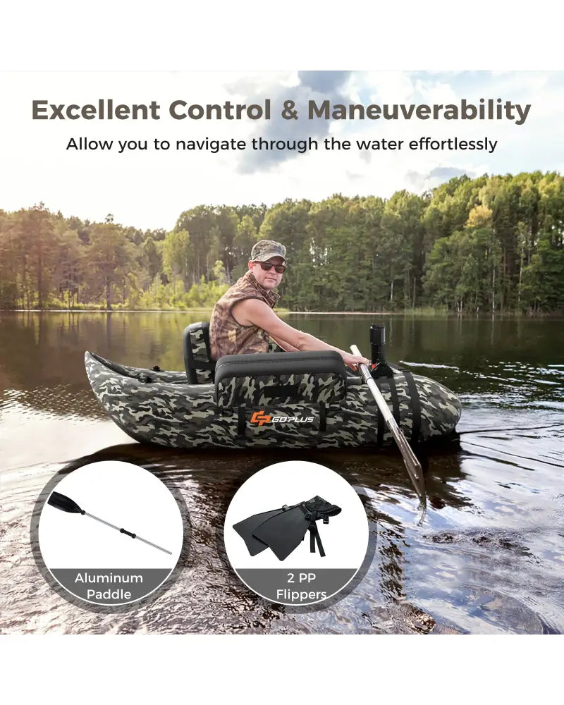 Inflatable Fishing Float with Adjustable Straps and Storage Pockets-Camouflage - Camouflage - Surfing
