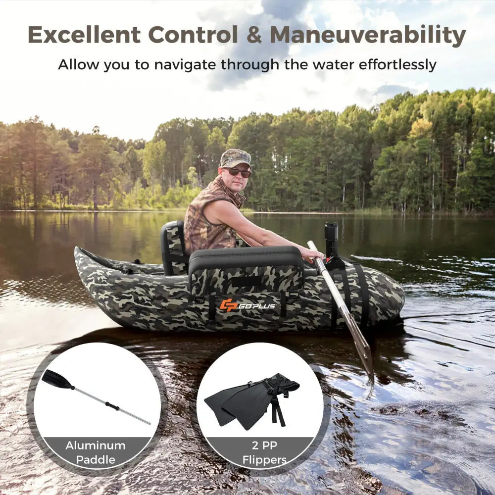 Inflatable Fishing Float with Adjustable Straps and Storage Pockets-Camouflage - Camouflage - Surfing