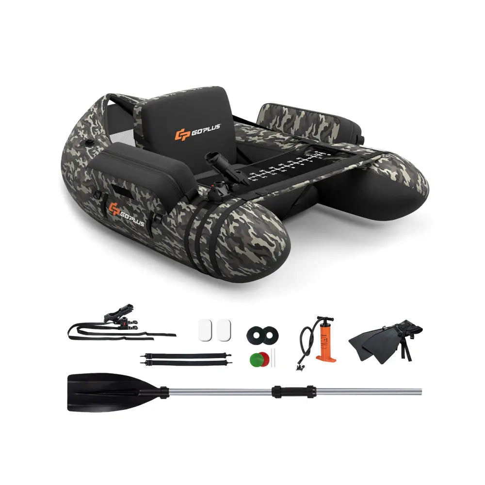 Inflatable Fishing Float with Adjustable Straps and Storage Pockets-Camouflage - Camouflage - Surfing