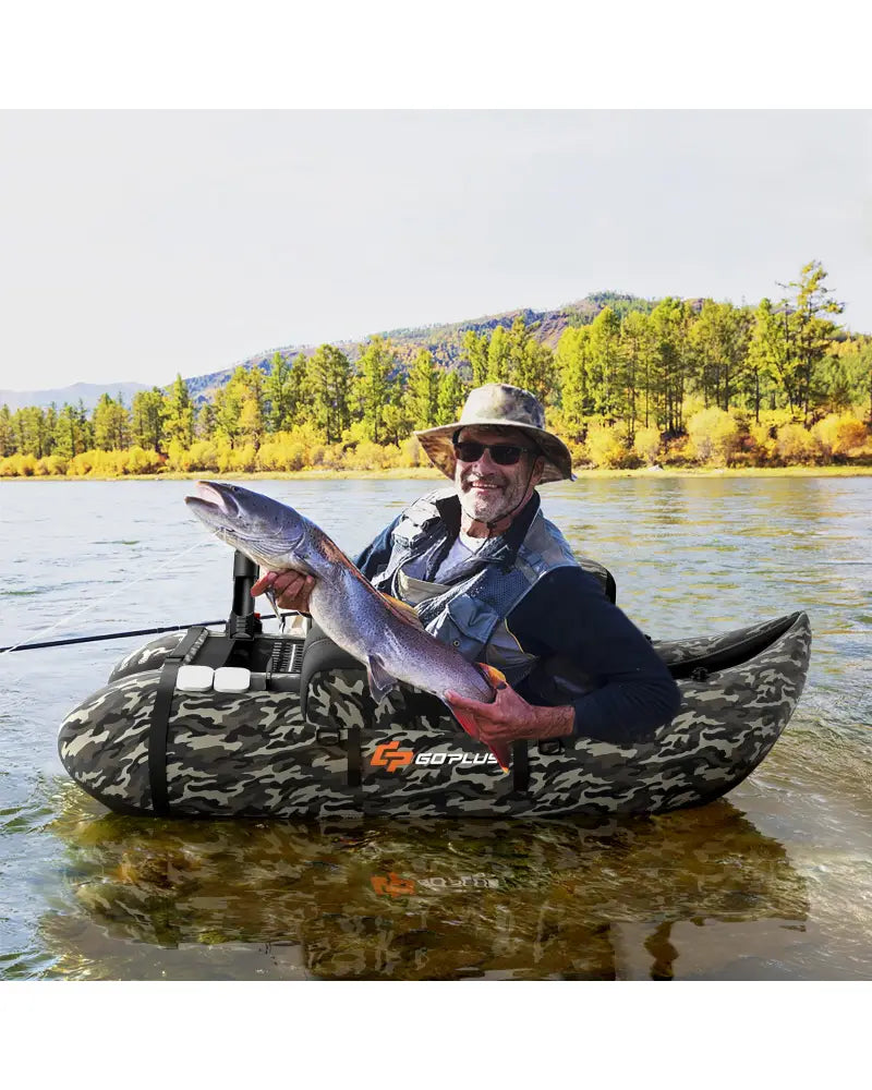 Inflatable Fishing Float with Adjustable Straps and Storage Pockets-Camouflage - Camouflage - Surfing