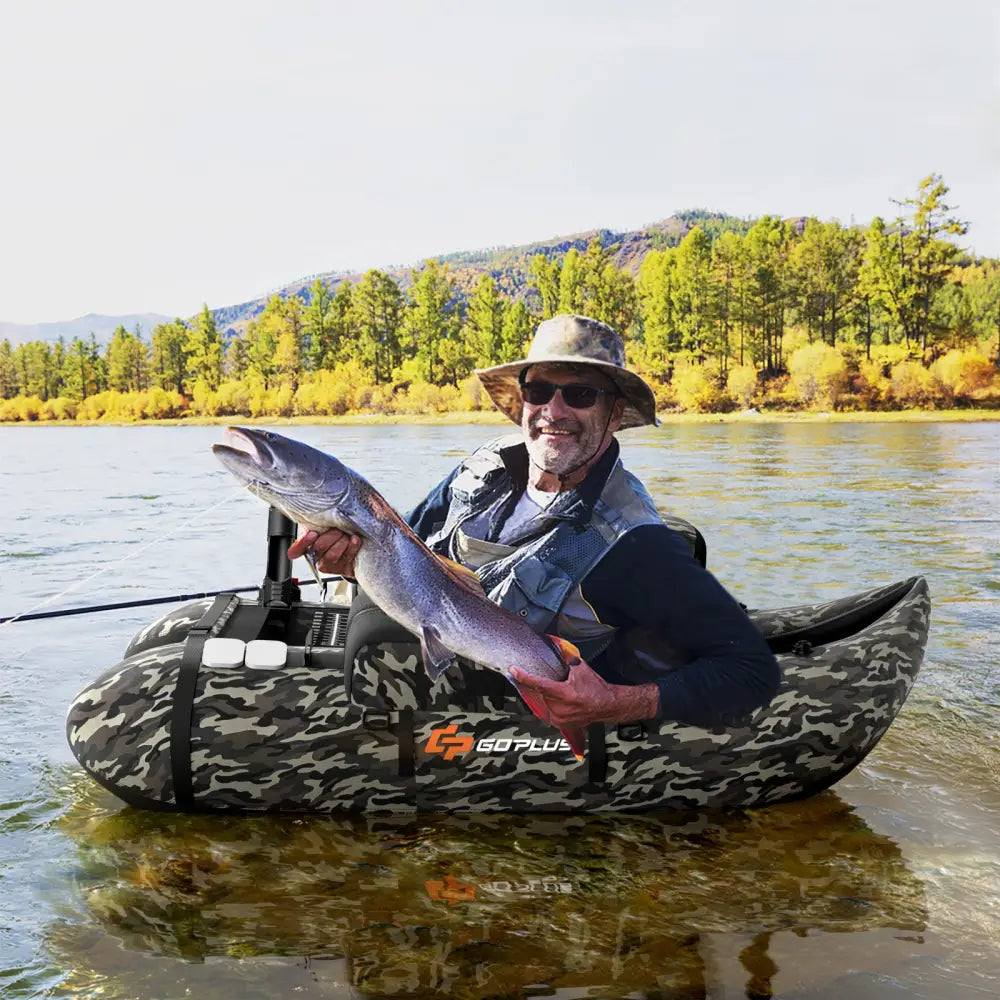 Inflatable Fishing Float with Adjustable Straps and Storage Pockets-Camouflage - Camouflage - Surfing