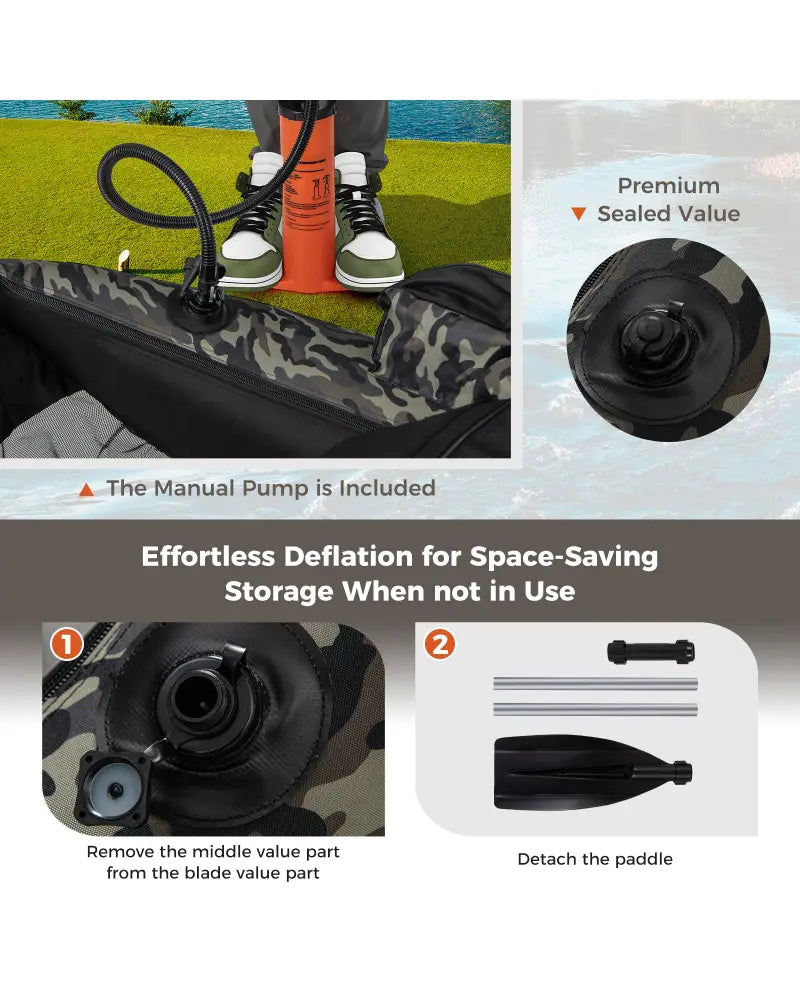Inflatable Fishing Float with Adjustable Straps and Storage Pockets-Camouflage - Camouflage - Surfing