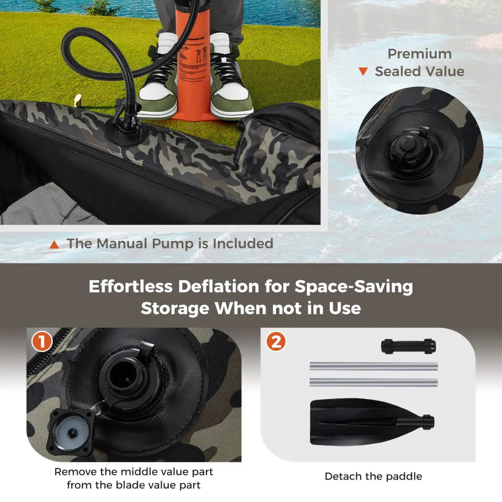 Inflatable Fishing Float with Adjustable Straps and Storage Pockets-Camouflage - Camouflage - Surfing
