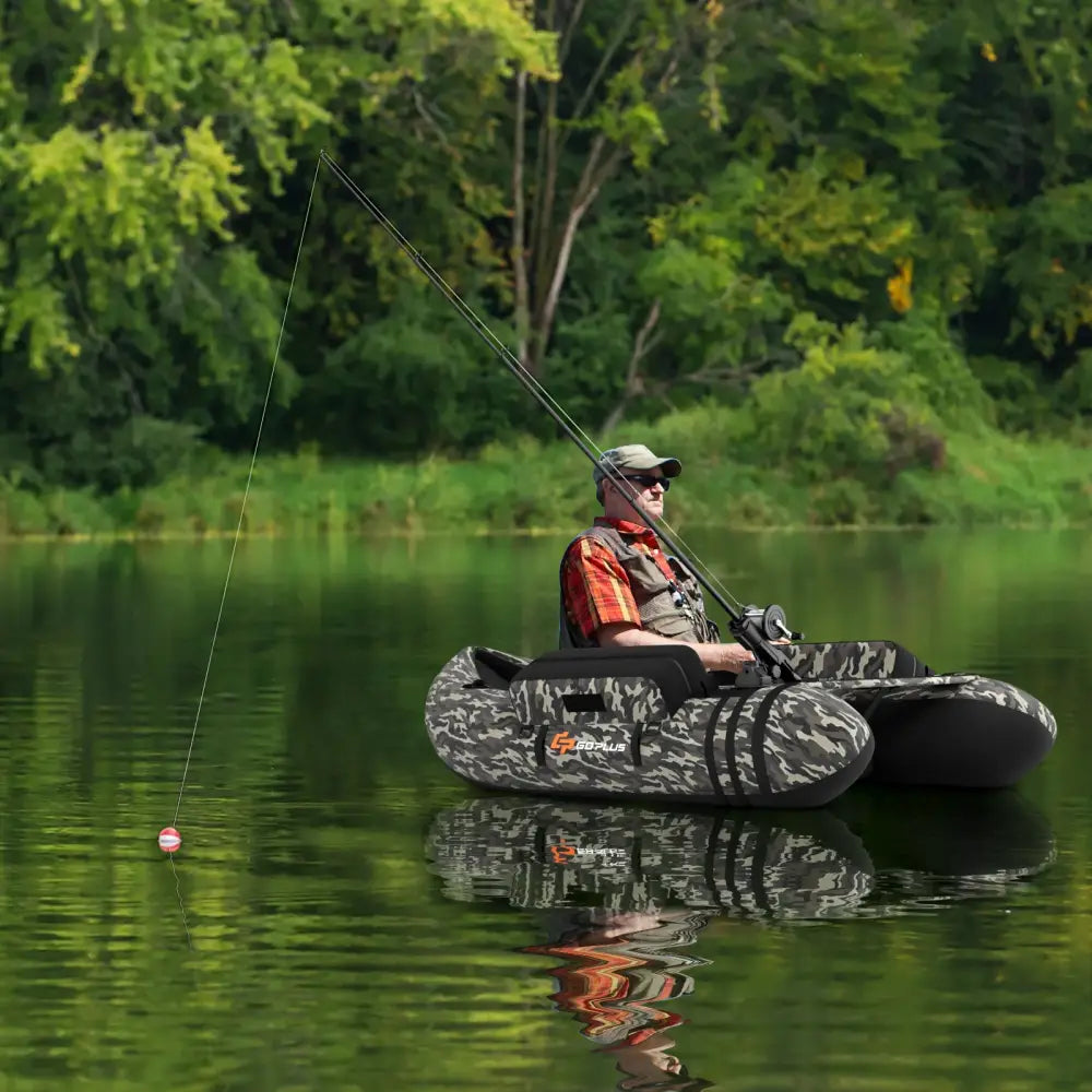 Inflatable Fishing Float with Adjustable Straps and Storage Pockets-Camouflage - Camouflage - Surfing