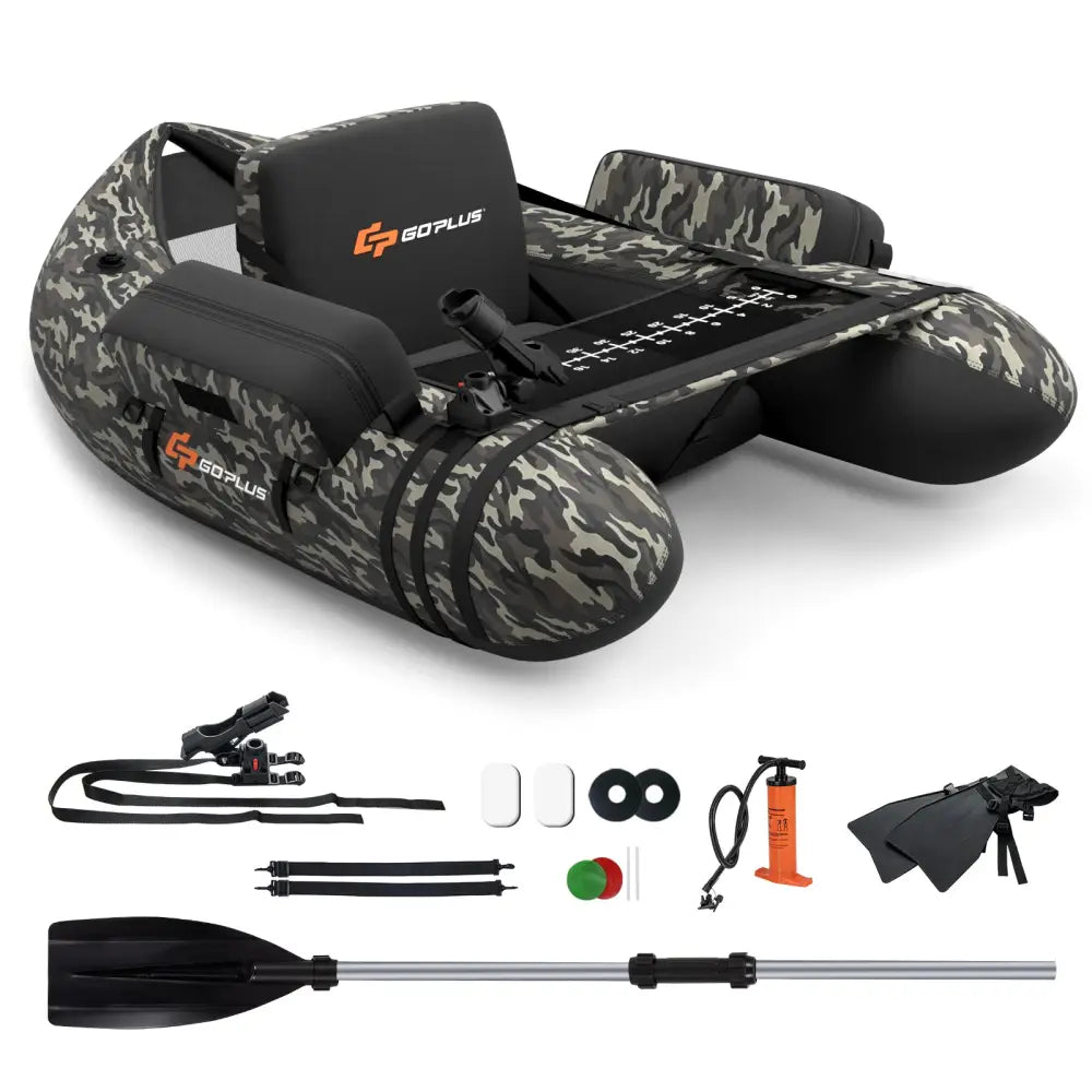 Inflatable Fishing Float with Adjustable Straps and Storage Pockets-Camouflage - Camouflage - Surfing