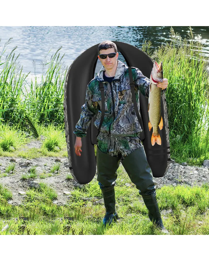 Inflatable Fishing Float with Adjustable Straps and Storage Pockets-Camouflage - Camouflage - Surfing