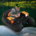 Inflatable Float Tube with Adjustable Fishing Rod Holder and Fish Hook Stator-Orange - Orange - Water Sports