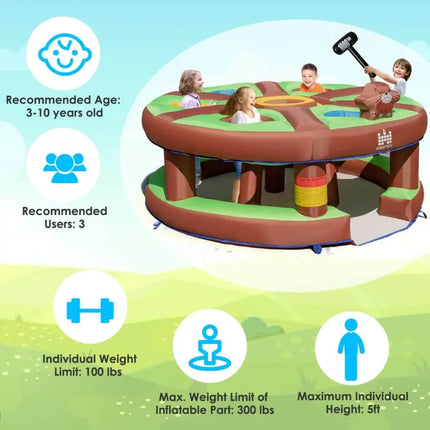 Inflatable Human Whack a Mole for Kids with 480W Blower for Yard - Multicolor - Bounce House