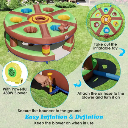 Inflatable Human Whack a Mole for Kids with 480W Blower for Yard - Multicolor - Bounce House