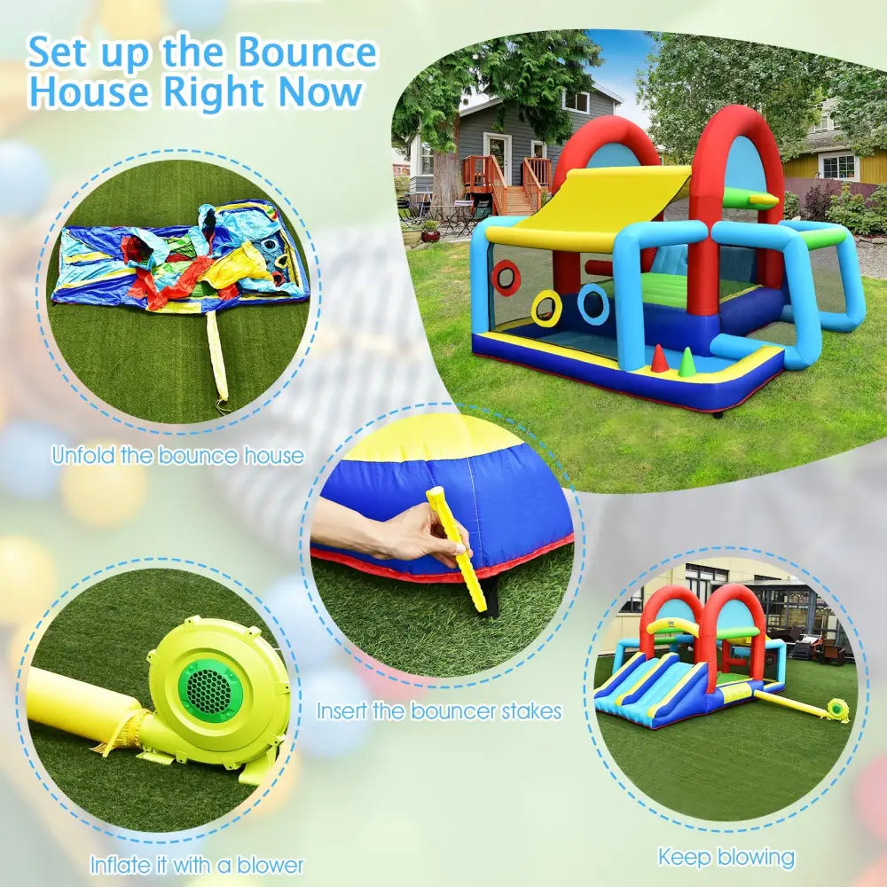 Inflatable Jumping Castle Bounce House with Dual Slides and 480W Blower - Bounce House