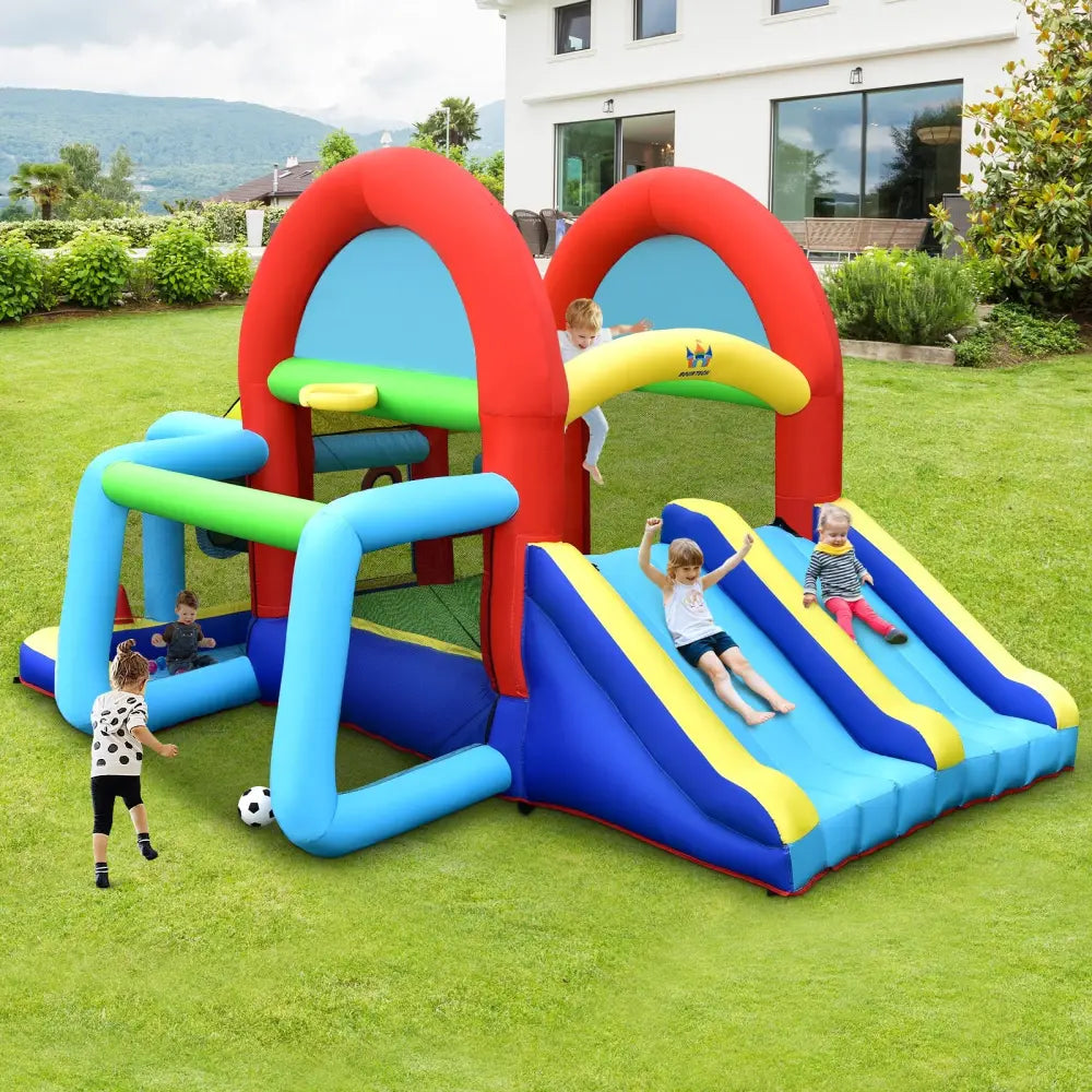 Inflatable Jumping Castle Bounce House with Dual Slides and 480W Blower - Bounce House