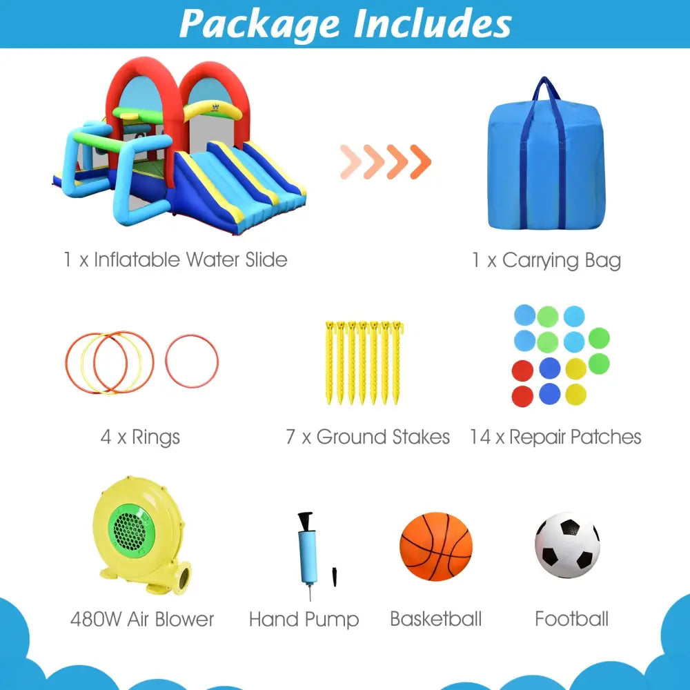 Inflatable Jumping Castle Bounce House with Dual Slides and 480W Blower - Bounce House