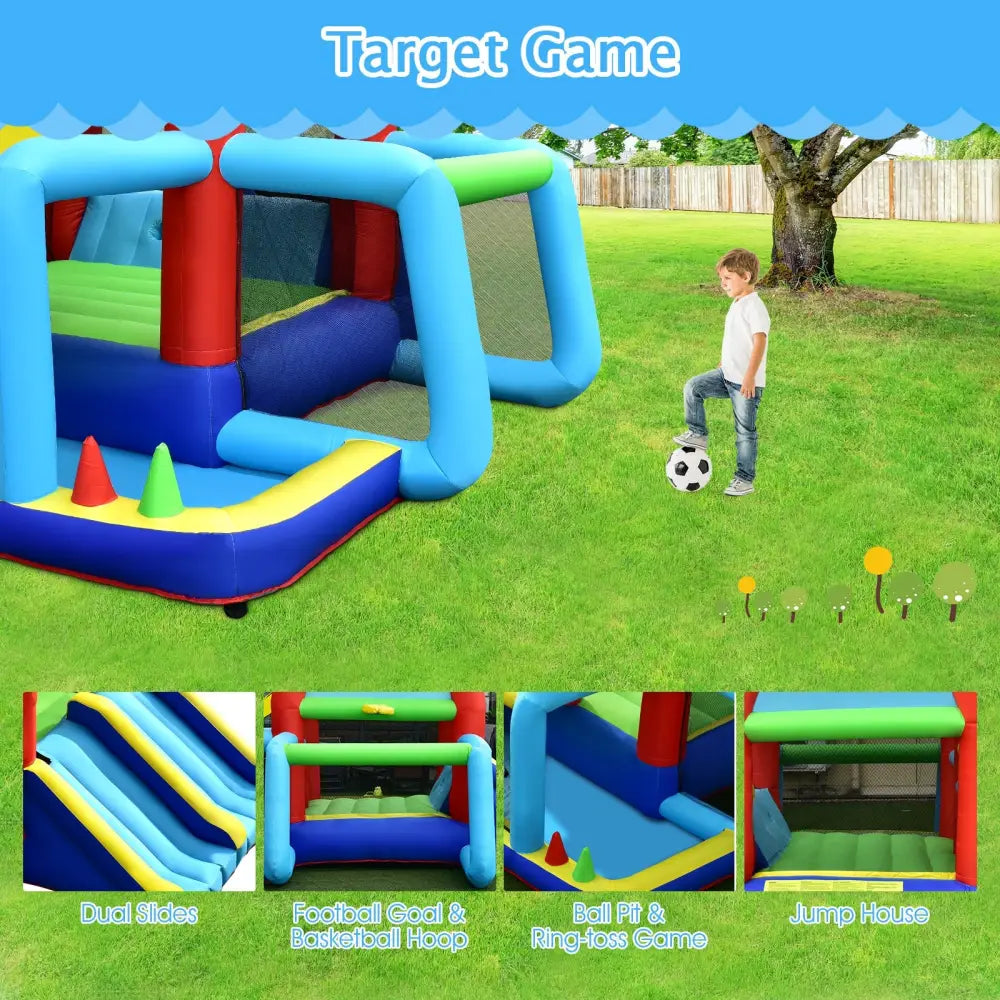 Inflatable Jumping Castle Bounce House with Dual Slides and 480W Blower - Bounce House
