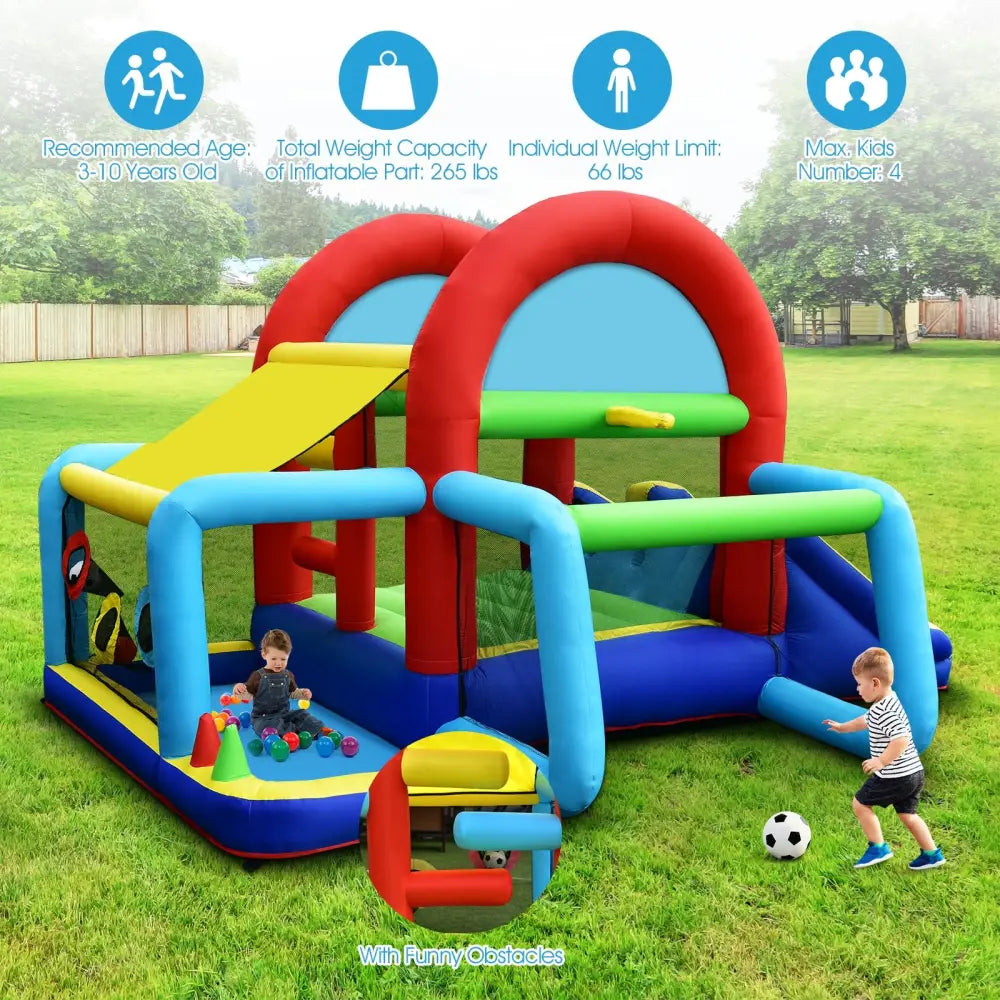 Inflatable Jumping Castle Bounce House with Dual Slides and 480W Blower - Bounce House