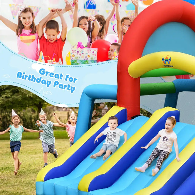 Inflatable Jumping Castle Bounce House with Dual Slides without Blower - Bounce House