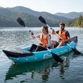 Inflatable Kayak 2 Person Heavy Duty Tandem Touring Kayak with Aluminum Paddles-Blue - Blue - Water Sports