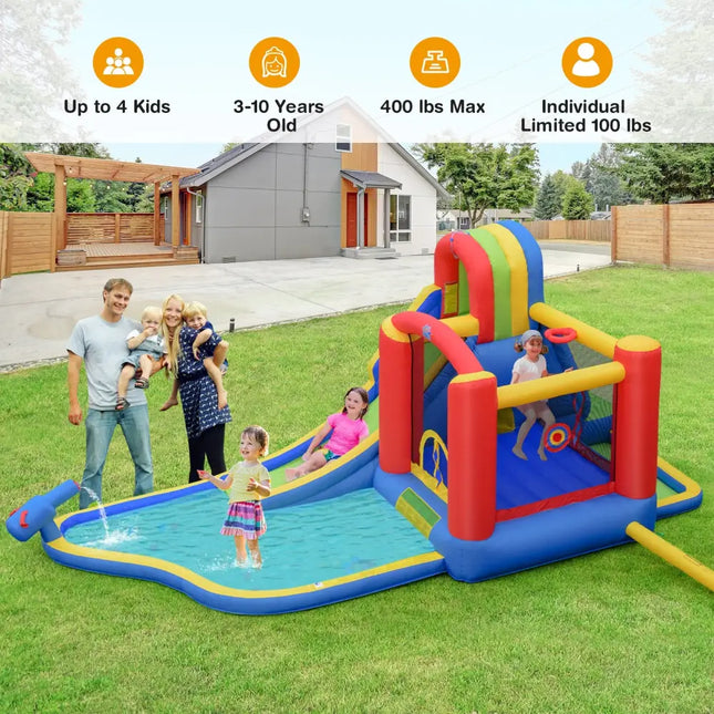 Inflatable Kid Bounce House Slide Climbing Splash Park Pool Jumping Castle Without Blower - Inflatable Water Slides