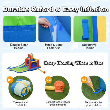 Inflatable Kid Bounce House Slide Climbing Splash Park Pool Jumping Castle Without Blower - Inflatable Water Slides