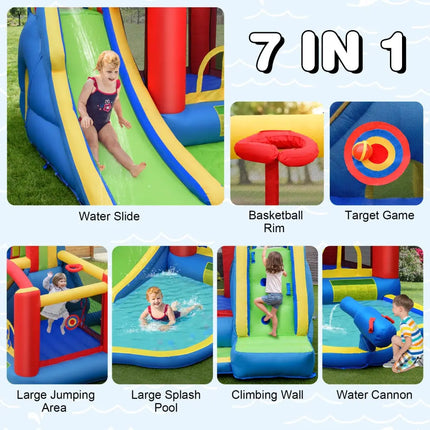 Inflatable Kid Bounce House Slide Climbing Splash Park Pool Jumping Castle Without Blower - Inflatable Water Slides