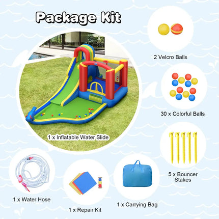 Inflatable Kid Bounce House Slide Climbing Splash Park Pool Jumping Castle Without Blower - Inflatable Water Slides