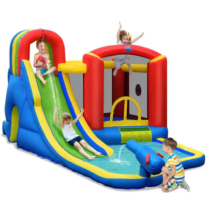 Inflatable Kid Bounce House Slide Climbing Splash Park Pool Jumping Castle Without Blower - Inflatable Water Slides
