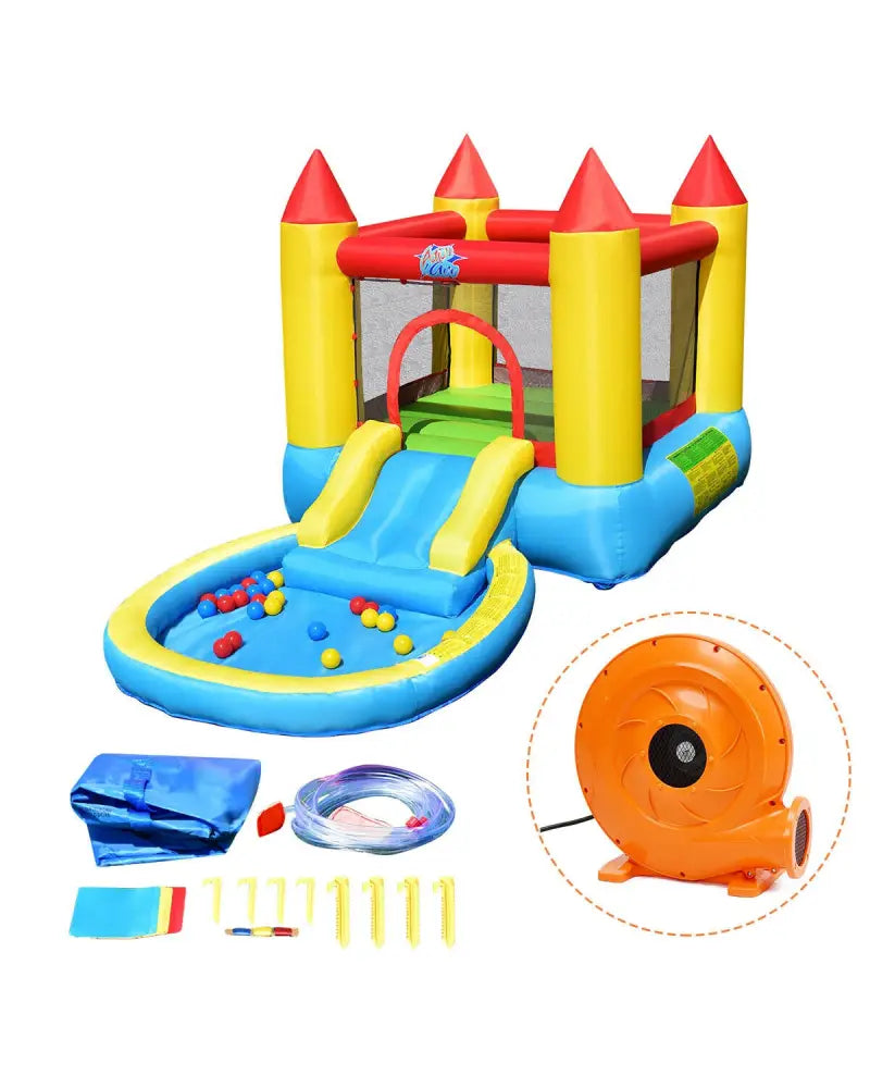 Inflatable Kids Slide Bounce House with 580w Blower - Bounce House