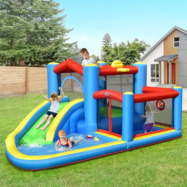Inflatable Kids Water Slide Bounce Castle with 480W Blower - Inflatable Water Slides