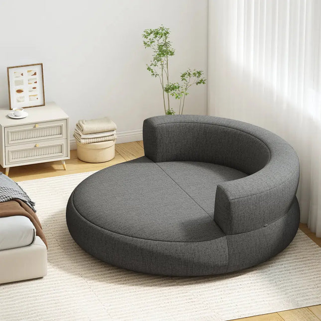 Inflatable Lounger Air Sofa with Detachable Cover-Gray - Gray - Camping Furniture