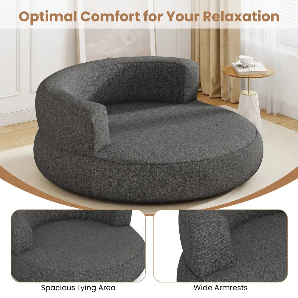Inflatable Lounger Air Sofa with Detachable Cover-Gray - Gray - Camping Furniture