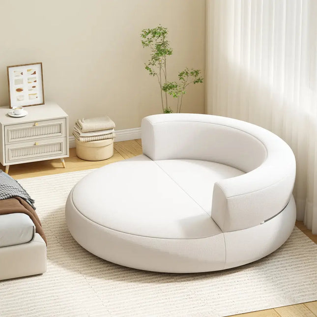 Inflatable Lounger Air Sofa with Detachable Cover-White - White - Camping Furniture