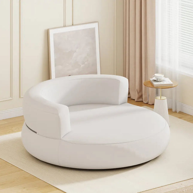 Inflatable Lounger Air Sofa with Detachable Cover-White - White - Camping Furniture