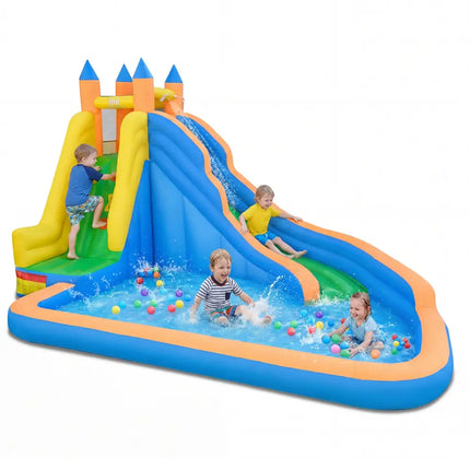 Inflatable Mighty Bounce House Jumper with Water Slide without Blower - Blue - Inflatable Water Slides